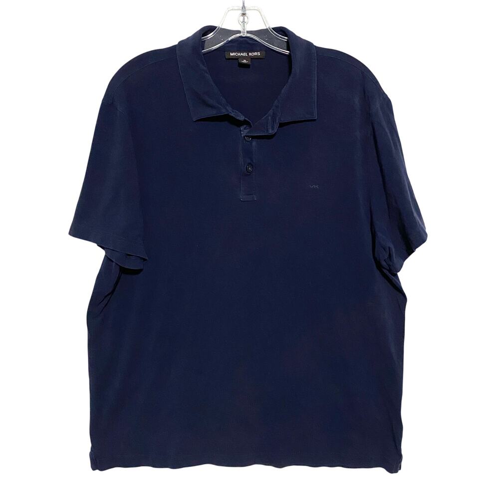 Michael Kors Collar Logo Blue Polo Shirt Mens XL Casual Golf Office Classic Work